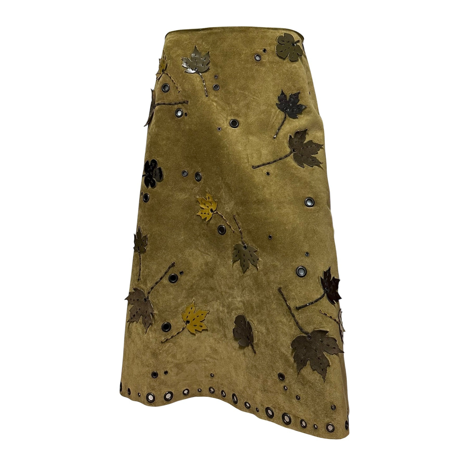 FW 99 Prada Suede Leaf Appliqué Skirt FW 99 Prada Suede Leaf Appliqué Skirt - メルカリ