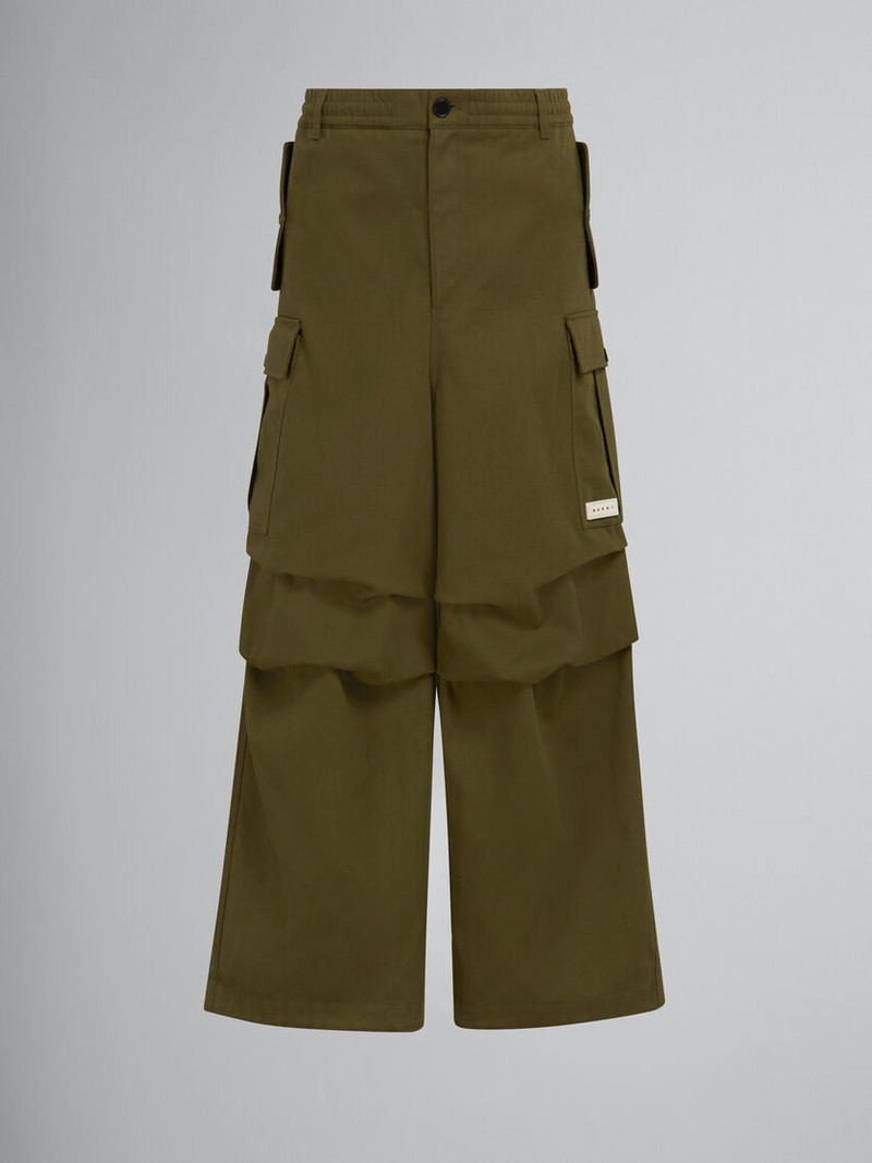 GREEN GABARDINE CARGO PANTS 1