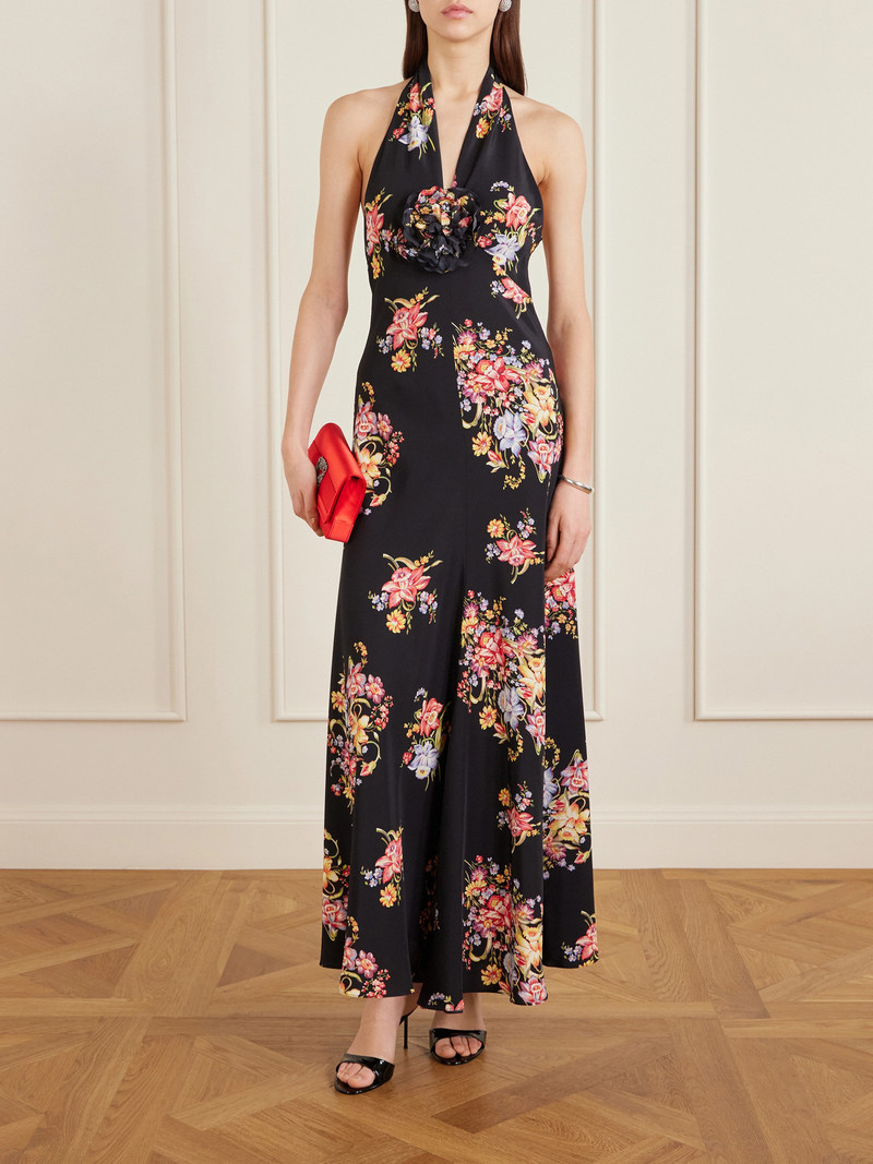 RODARTE Floral-print Silk-crepe Halterneck Gown outlook