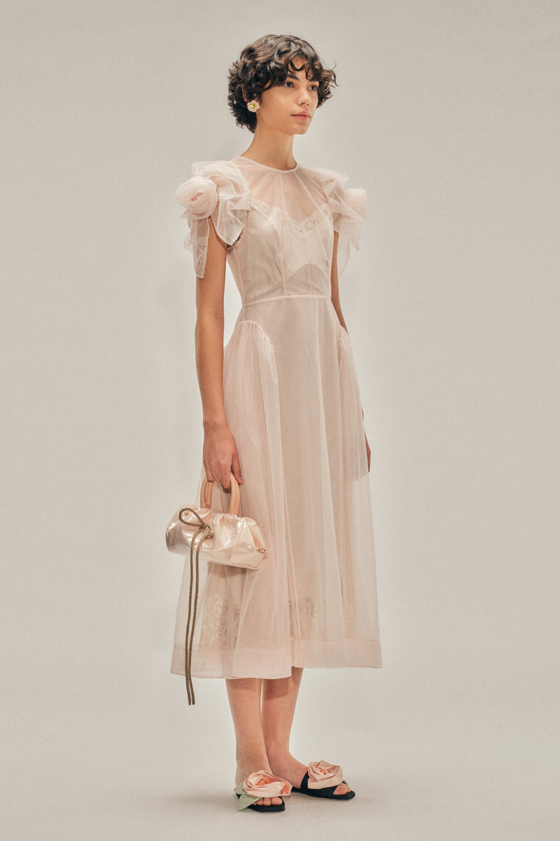 Simone Rocha Rose Puff Sleeve Hip Dress outlook