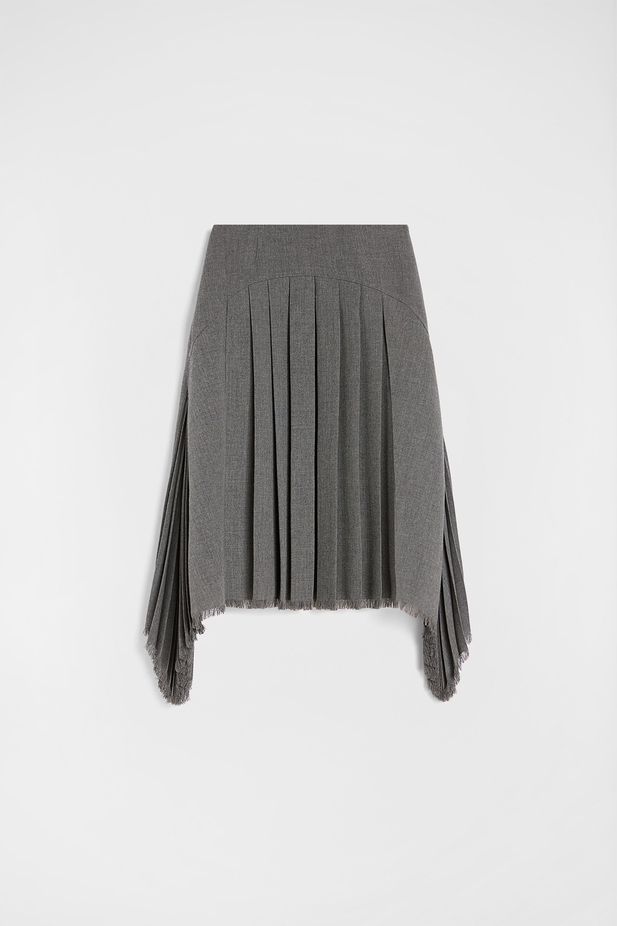 Wool Canvas Pleated Skirt - 1