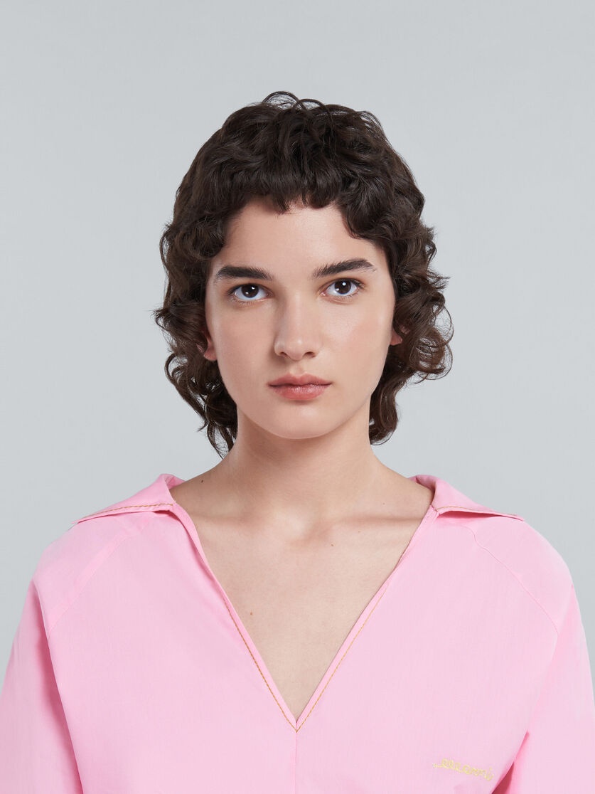 SQUARE-NECK TOP IN PINK BIO POPLIN - 4