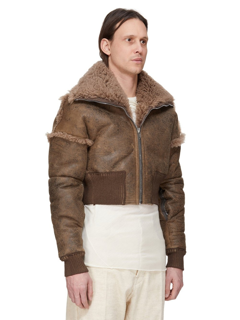 Slim-Fit Panelled Shearling Jacket Brown 2