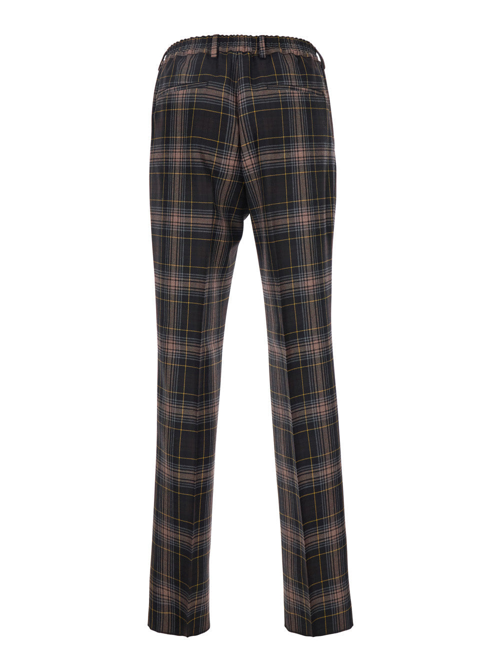 Fendi Men Brown Pants With All-Over Tartan Motif In Wool Man - 2