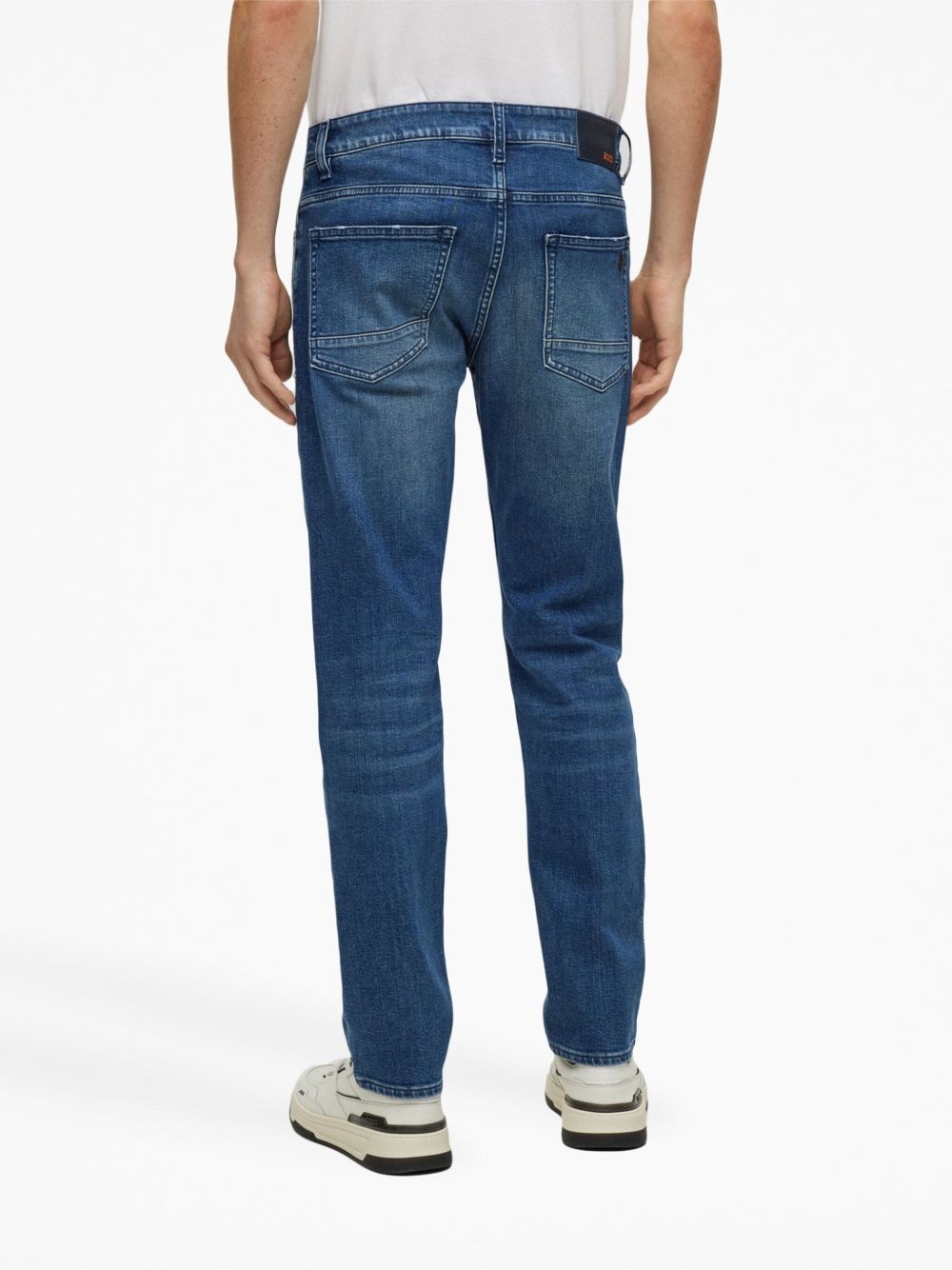 logo-patch cotton blend straight-leg jeans - 4