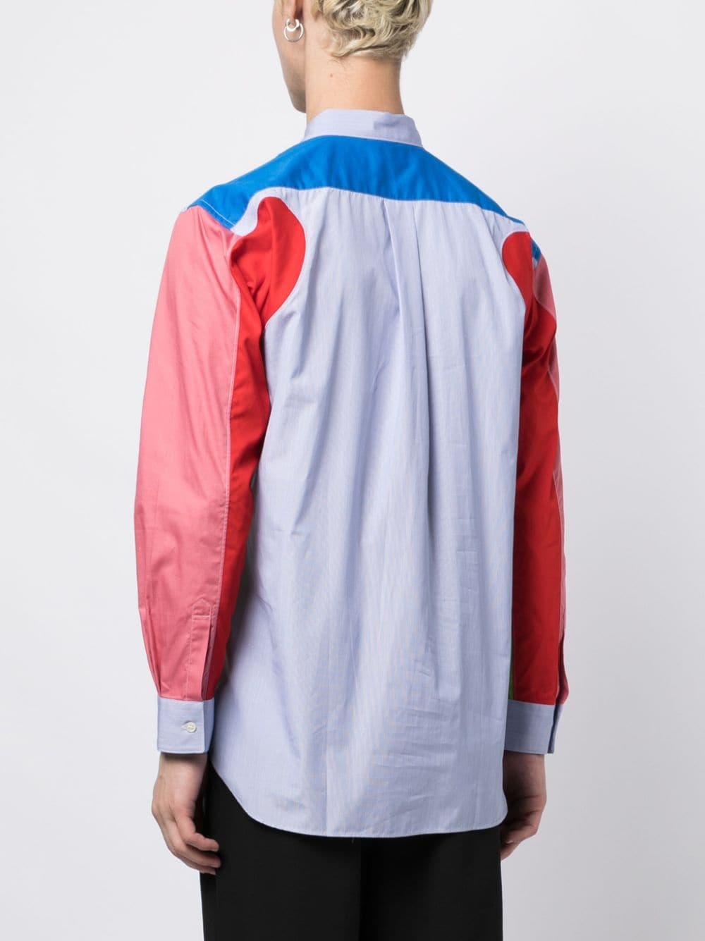 colour-block panelled cotton shirt - 4