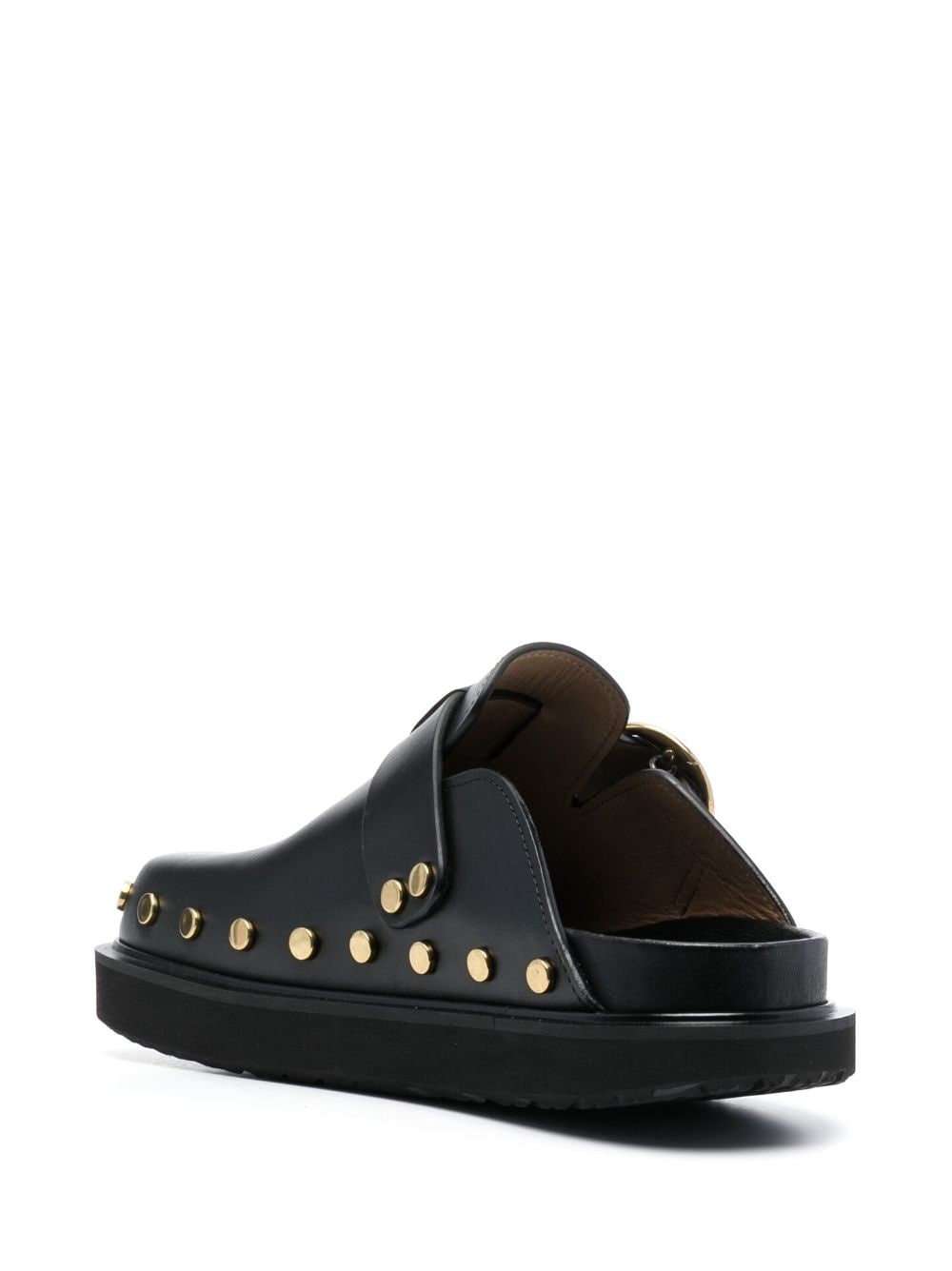 stud-detailing flat leather mules - 3