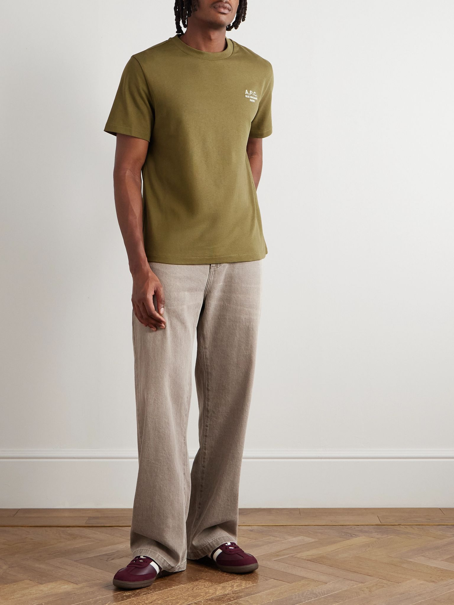 Logo-Embroidered Cotton-Jersey T-Shirt Green - 2