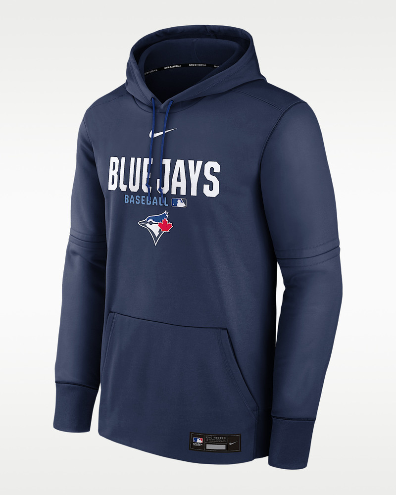 Toronto Blue Jays Authentic Collection Men's Nike Therma MLB Pullover Hoodie 1