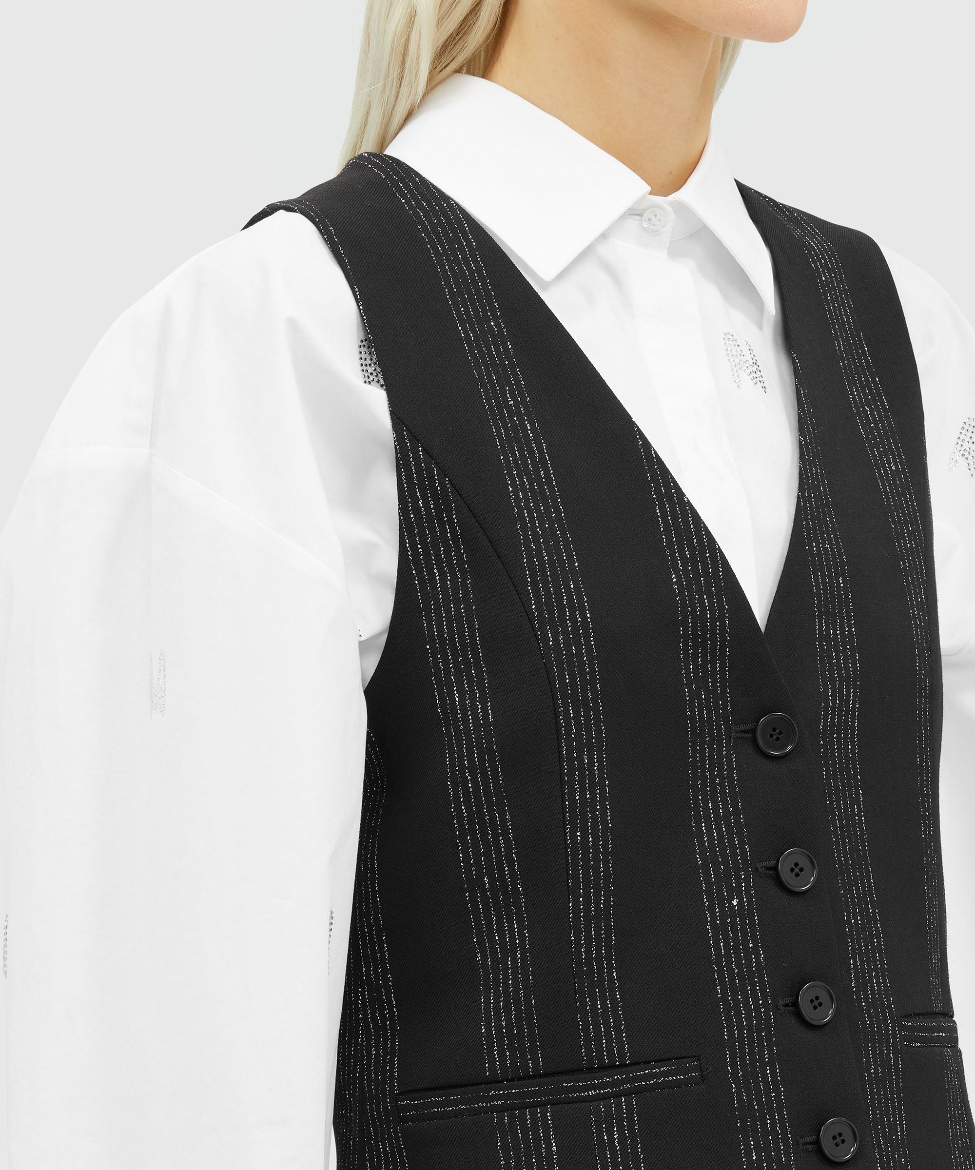 Wool lurex pinstripe vest - 5