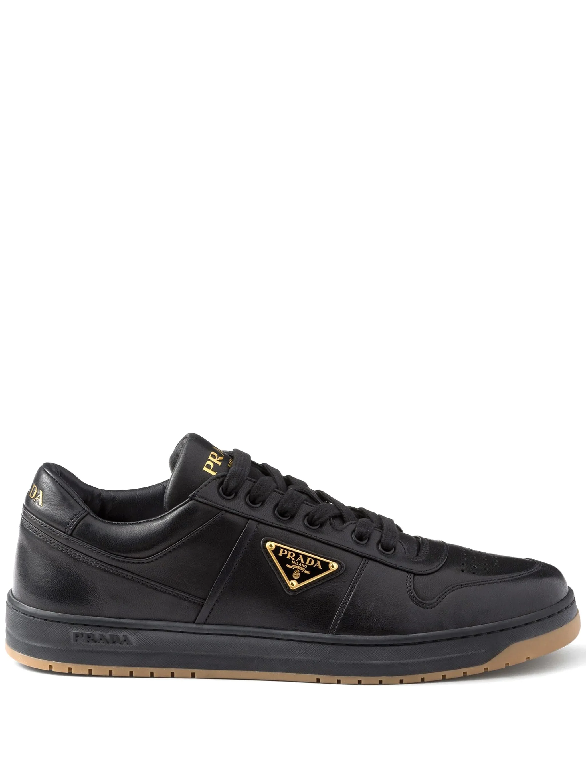 Prada Enamel-triangle Leather Sneakers - 1