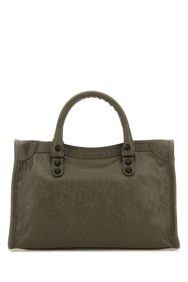 BALENCIAGA Army green leather small Le City handbag