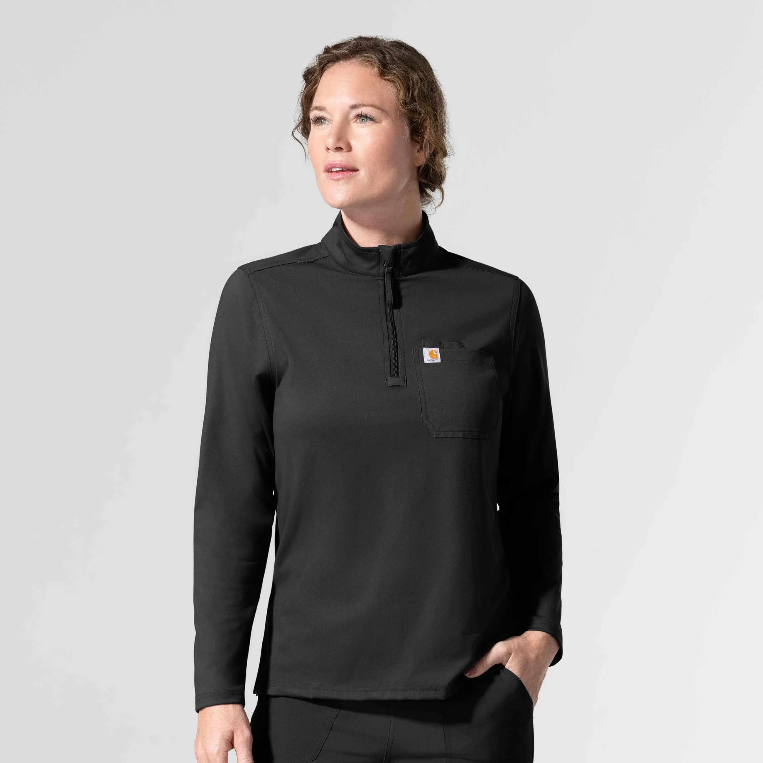Women's Force Cross-Flex Knit Long Sleeve Quarter Zip Scrub Top - 1