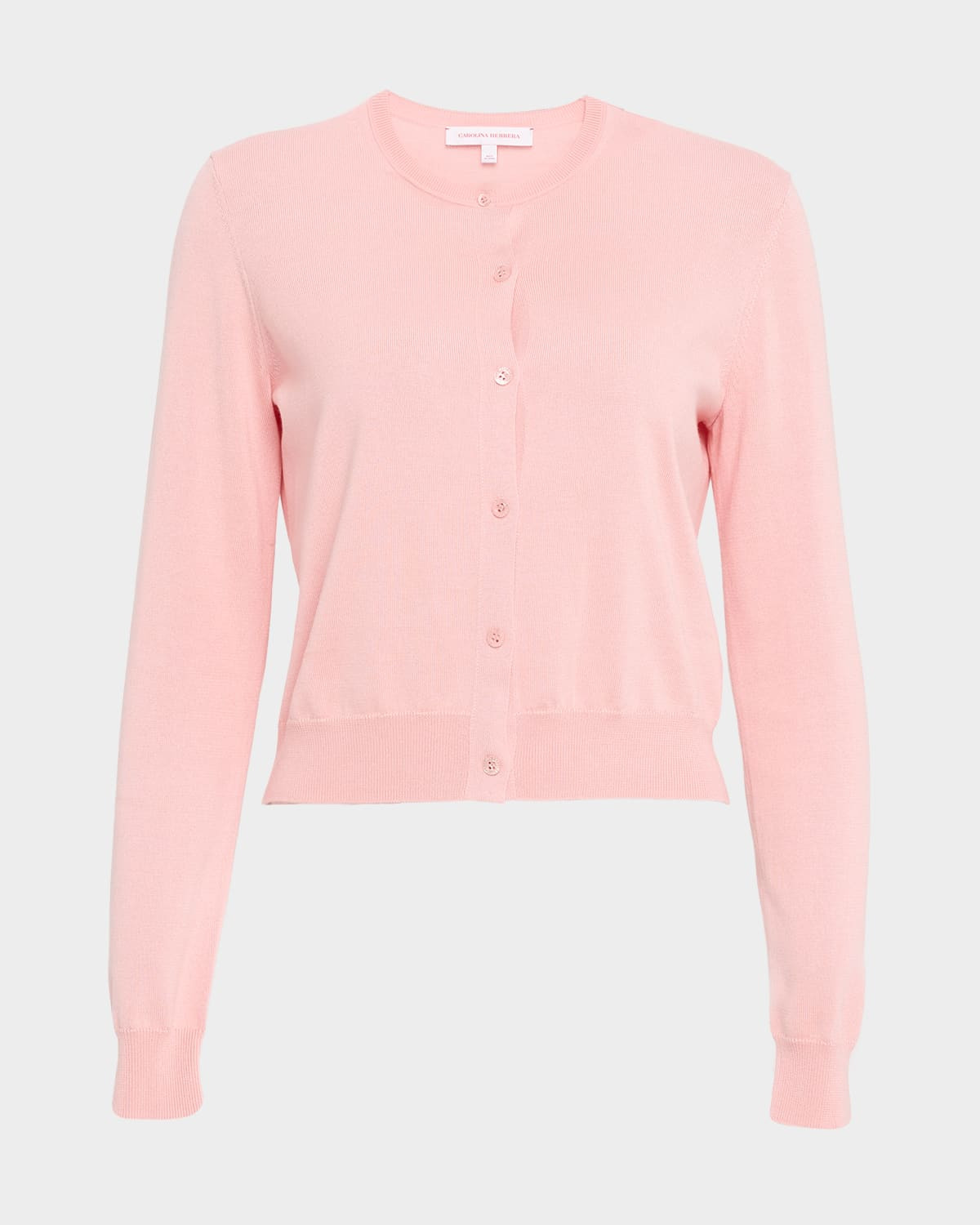 Silk-Cotton Crewneck Cardigan - 1