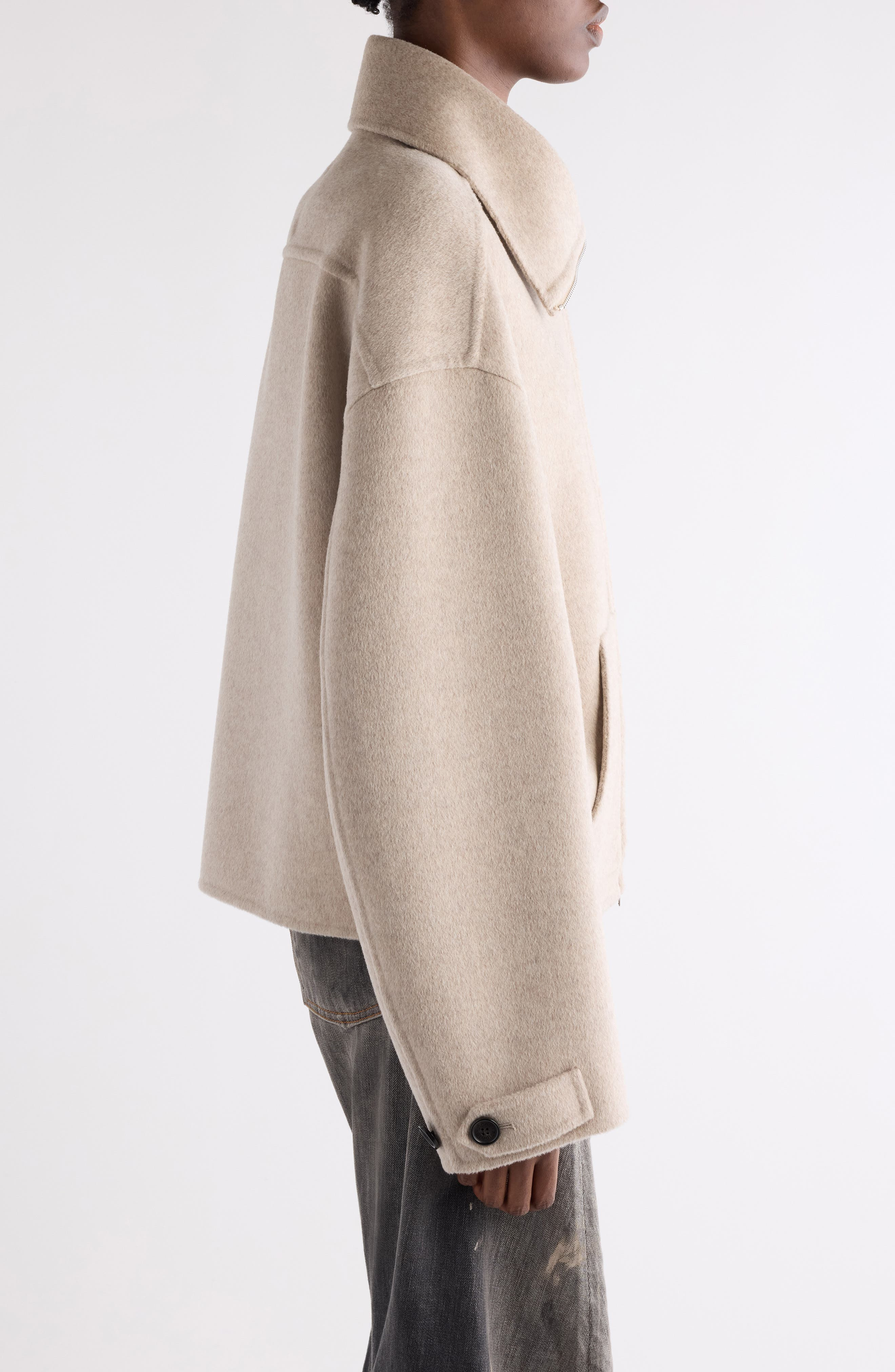 Acne Studios Olemmy Wool & Cashmere Jacket in Oatmeal Melange at Nordstrom - 4