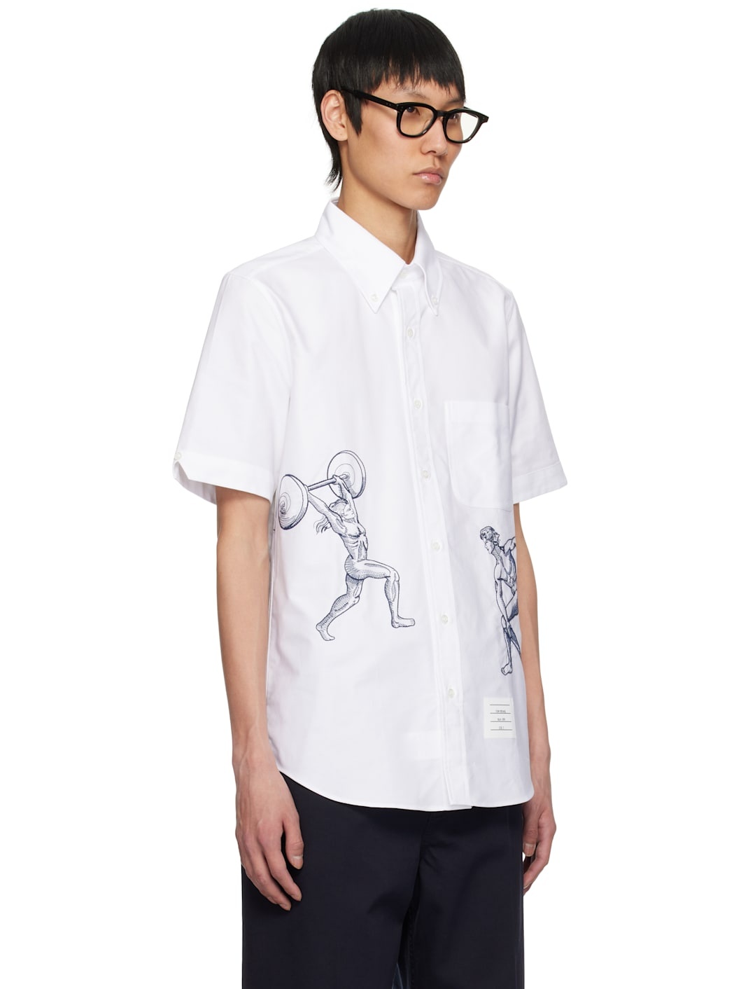 White Straight Fit Embroidered Athletes Shirt - 2