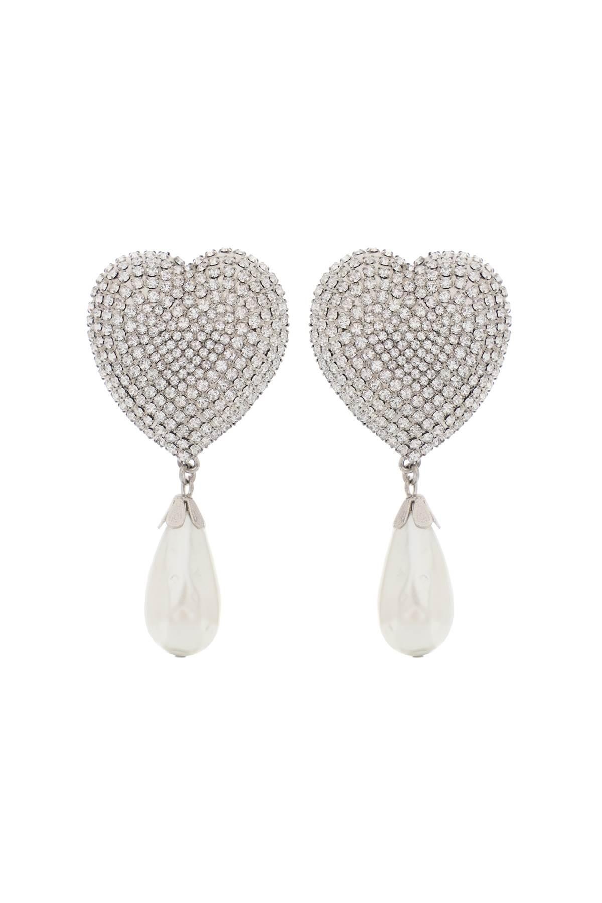 HEART CRYSTAL EARRINGS WITH PEARLS - 2
