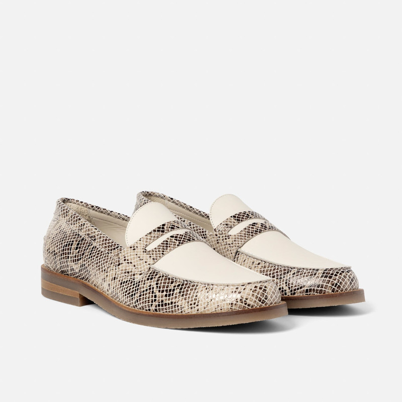 Peso Snakeskin + White Penny Loafer - Men's 3
