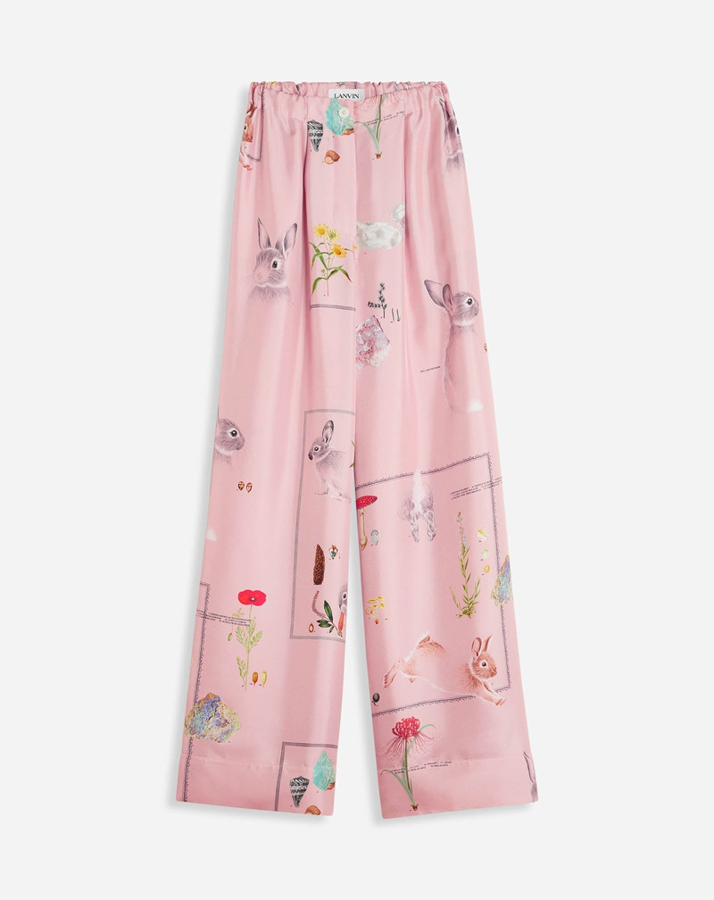 PRINTED WIDE LEG FLUID PANT IN SILK - 1