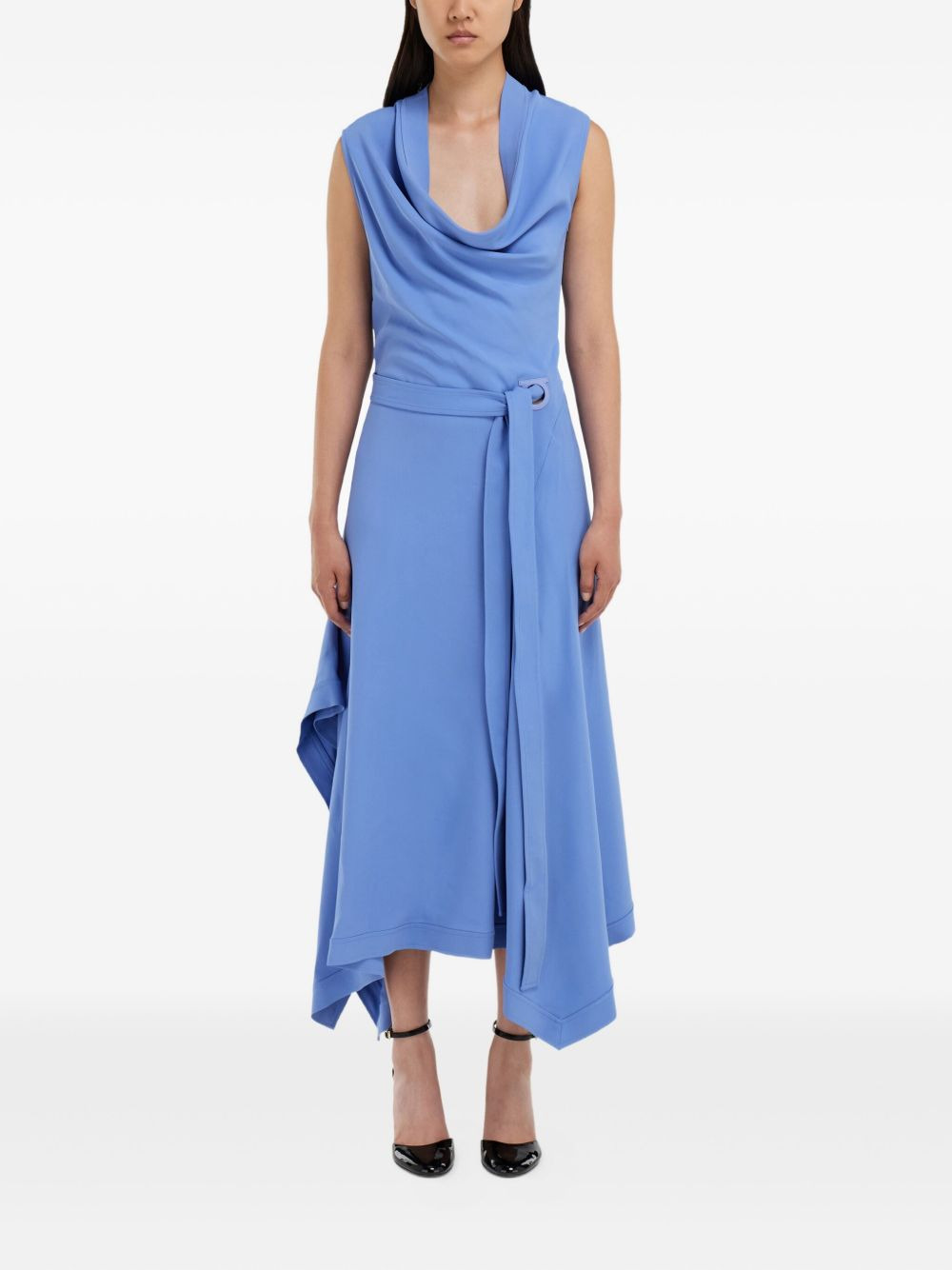 cowl-neck asymmetric dress - 2