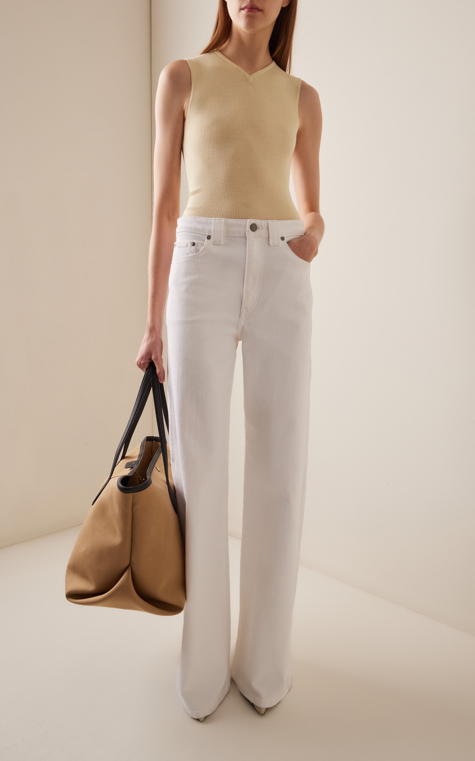 Dane Stretch High-Rise Wide-Leg Jeans white - 2