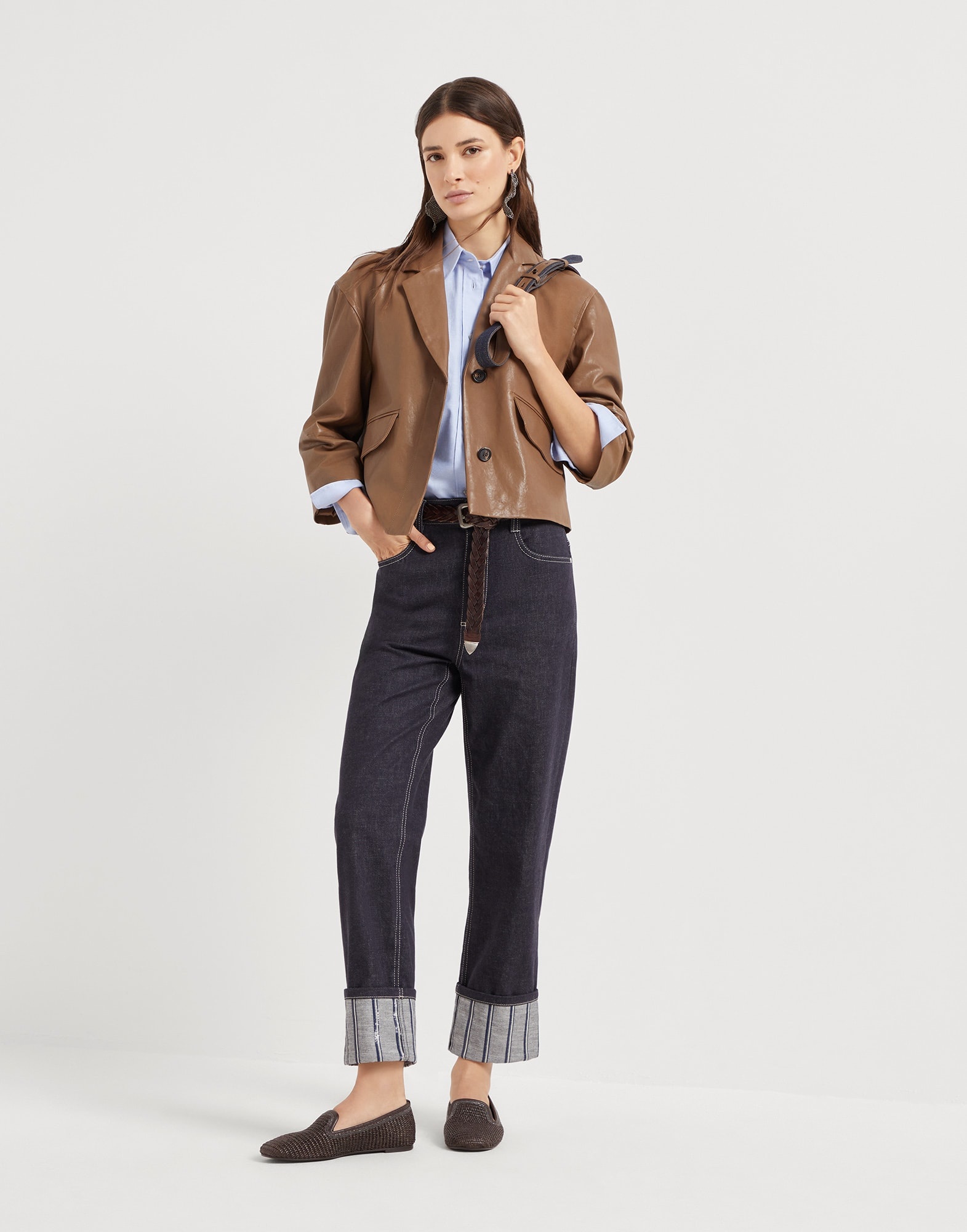 No-fade denim cropped trousers with dazzling regimental embroidery - 4