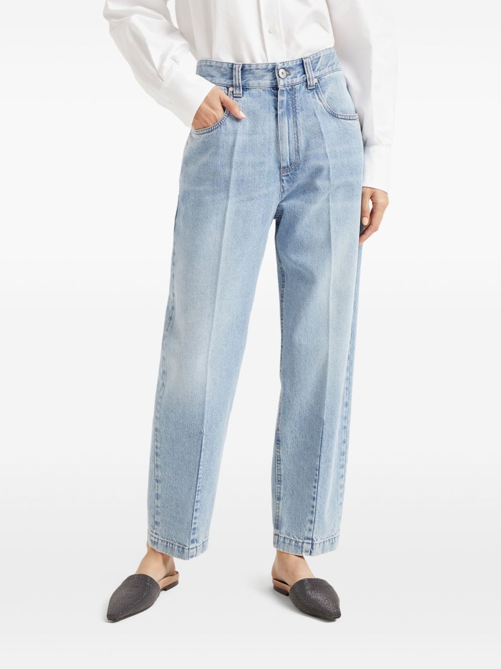 bead-embellished jeans - 3