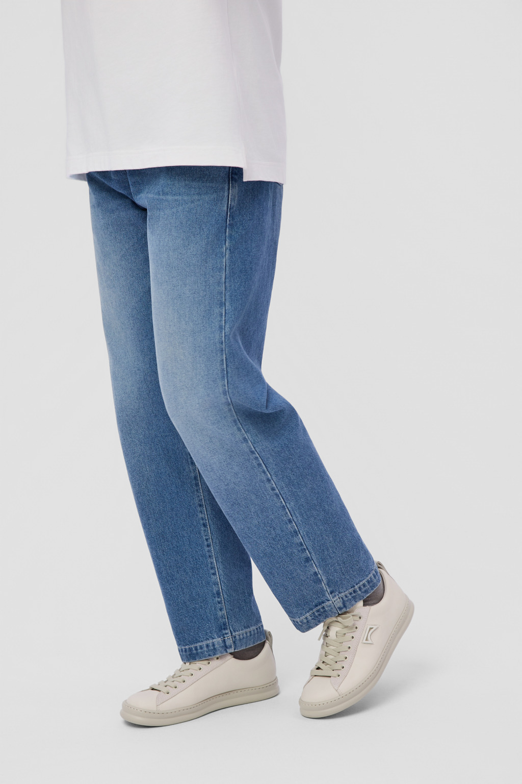 White Leather and Nubuck Sneakers for Men. - 6