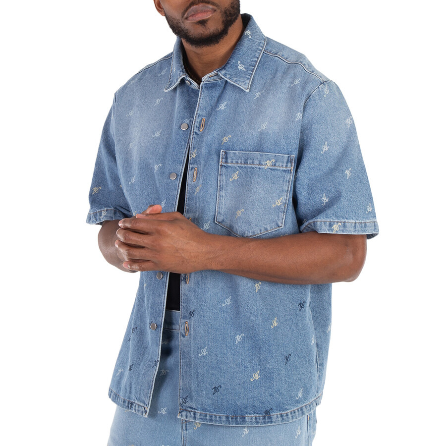 Axel Arigato Miles Logo Print Cotton Denim Shirt - 2
