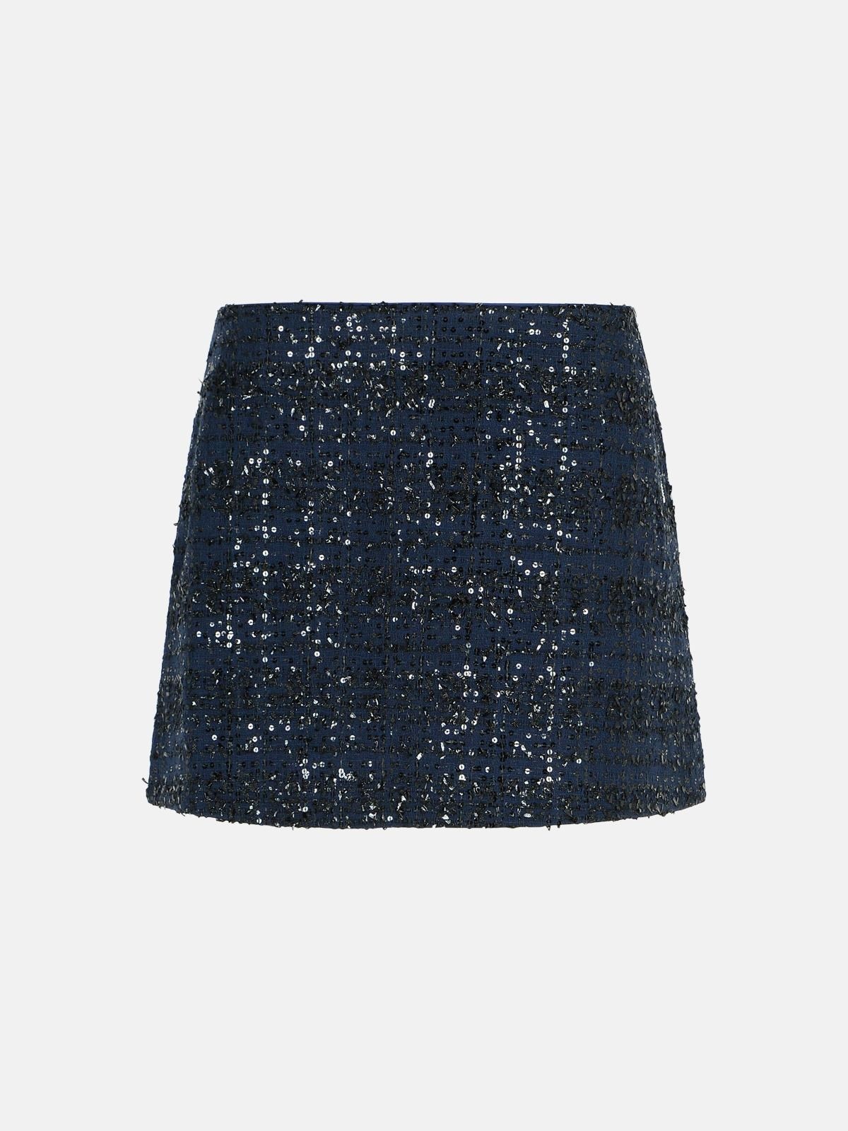 DARK BLUE POLYESTER MINISKIRT - 1