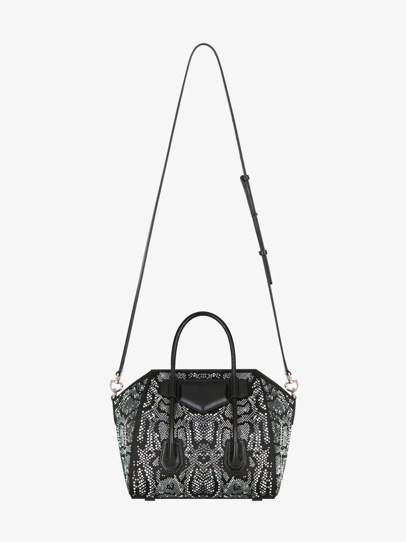 MINI ANTIGONA LOCK BAG IN SATIN WITH PYTHON EFFECT STRASS 3
