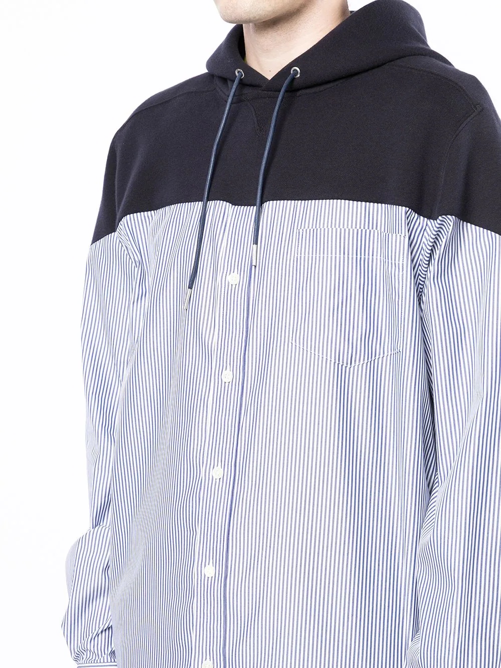 hooded panel button-up shirt - 5