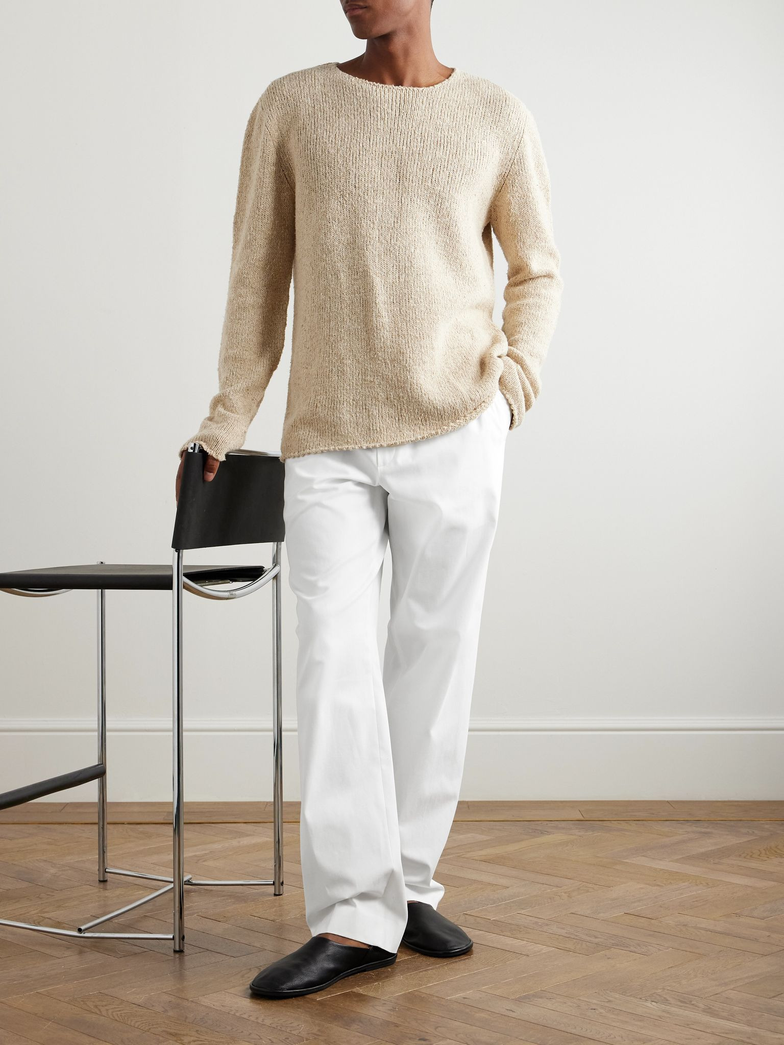 Jonah Wide-Leg Stretch Cotton and Cashmere-Blend Trousers White - 2