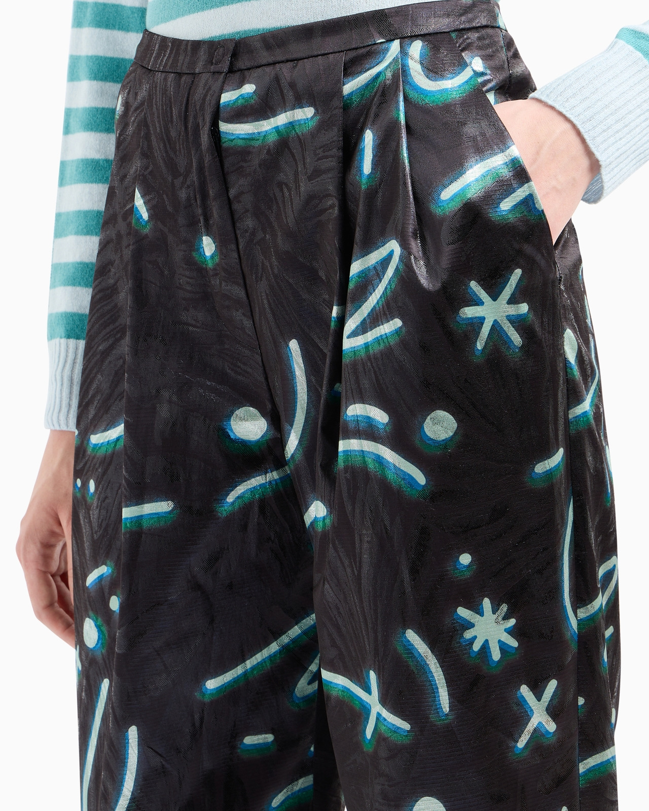 Lurex trousers with pleats with all-over Starry Sky print - 5