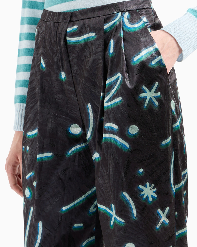 Lurex trousers with pleats with all-over Starry Sky print 5