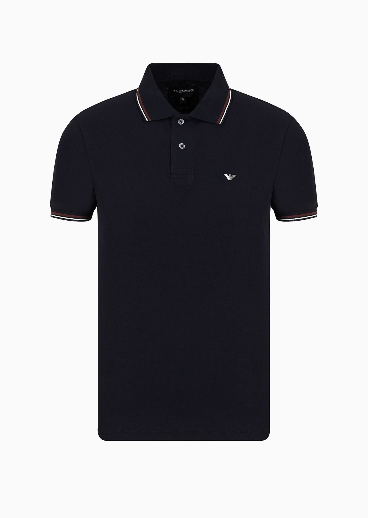 Slim-fit stretch piqué polo shirt with micro eagle - 1