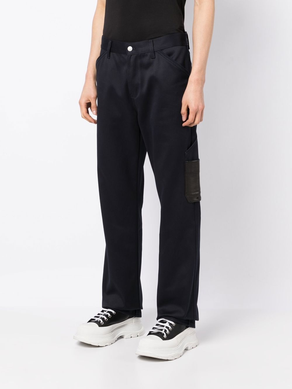 embroidered-logo straight-leg trousers - 3