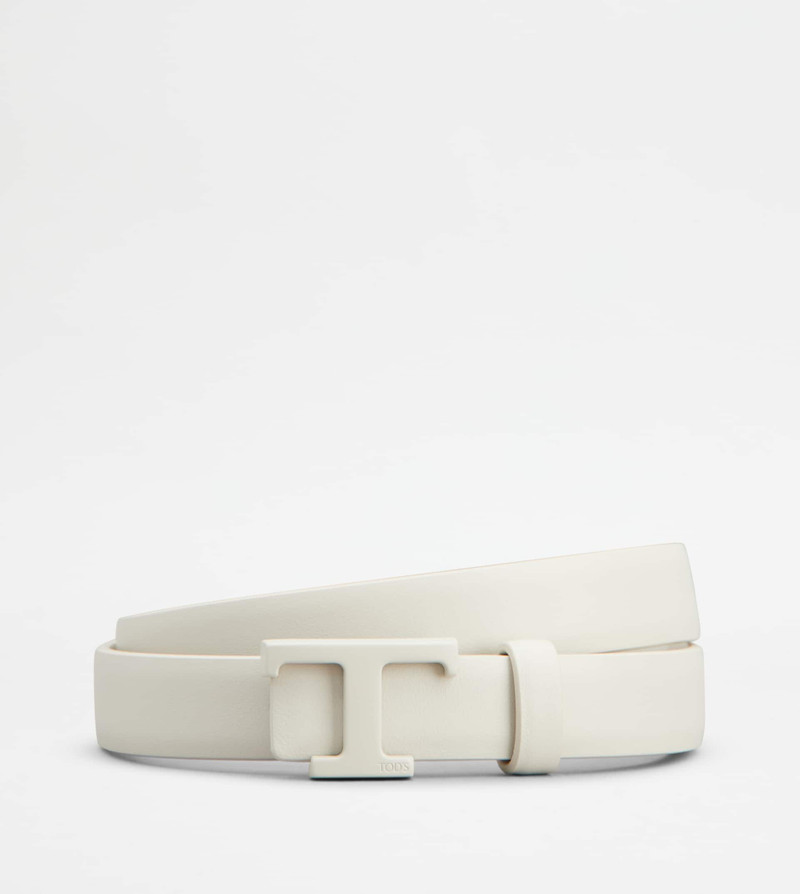 T TIMELESS REVERSIBLE BELT IN LEATHER - WHITE 1