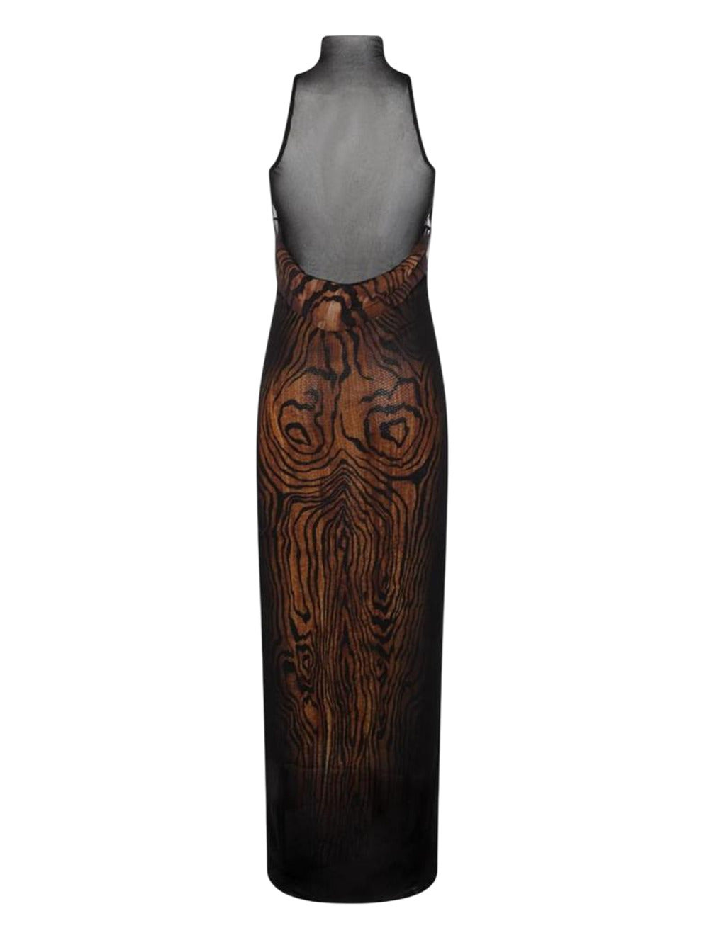 Long Mesh Dress Double-Layer "Wood" Printed Long Mesh Dress - 2