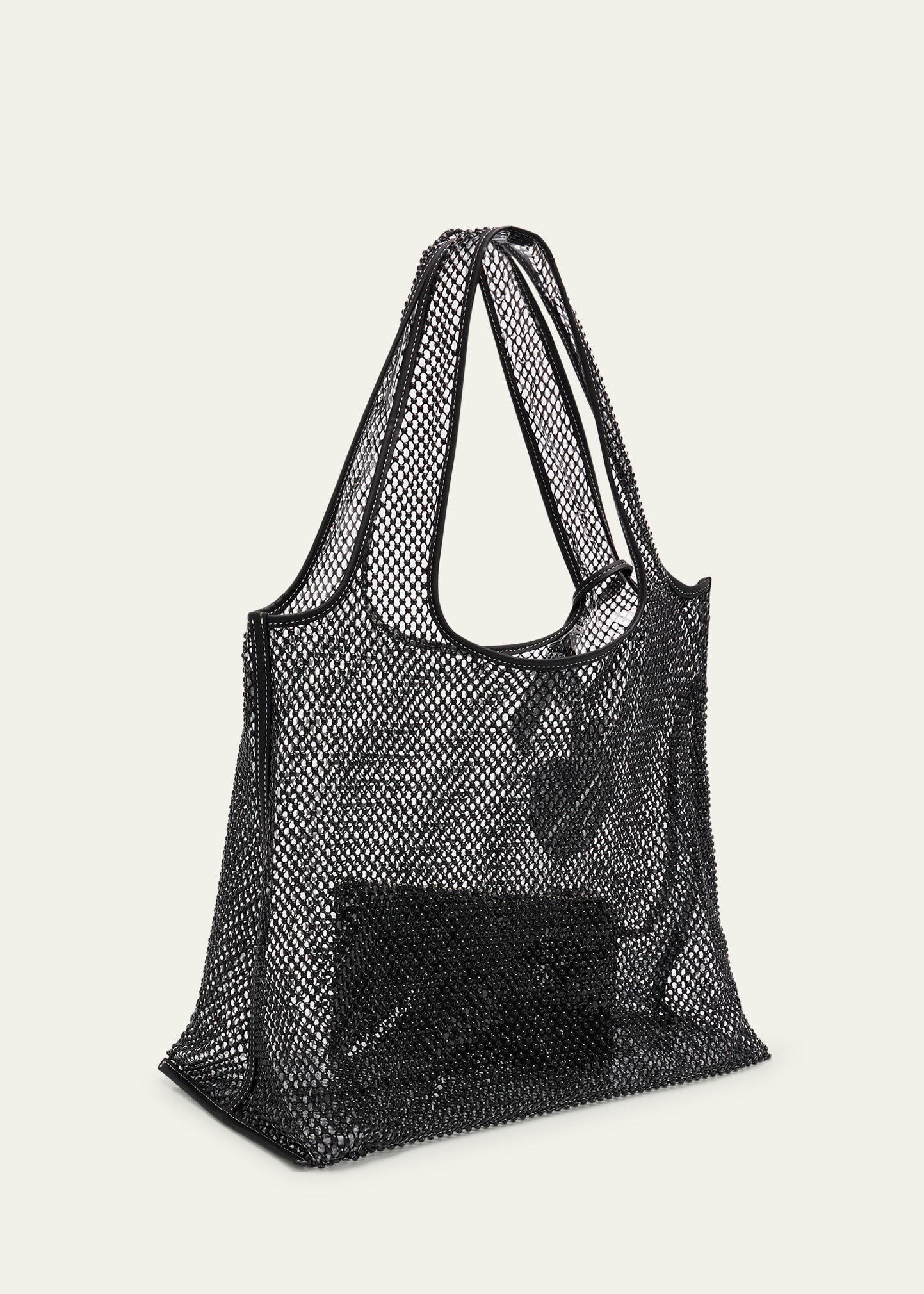 Embellished Mesh Market Tote Bag - 3