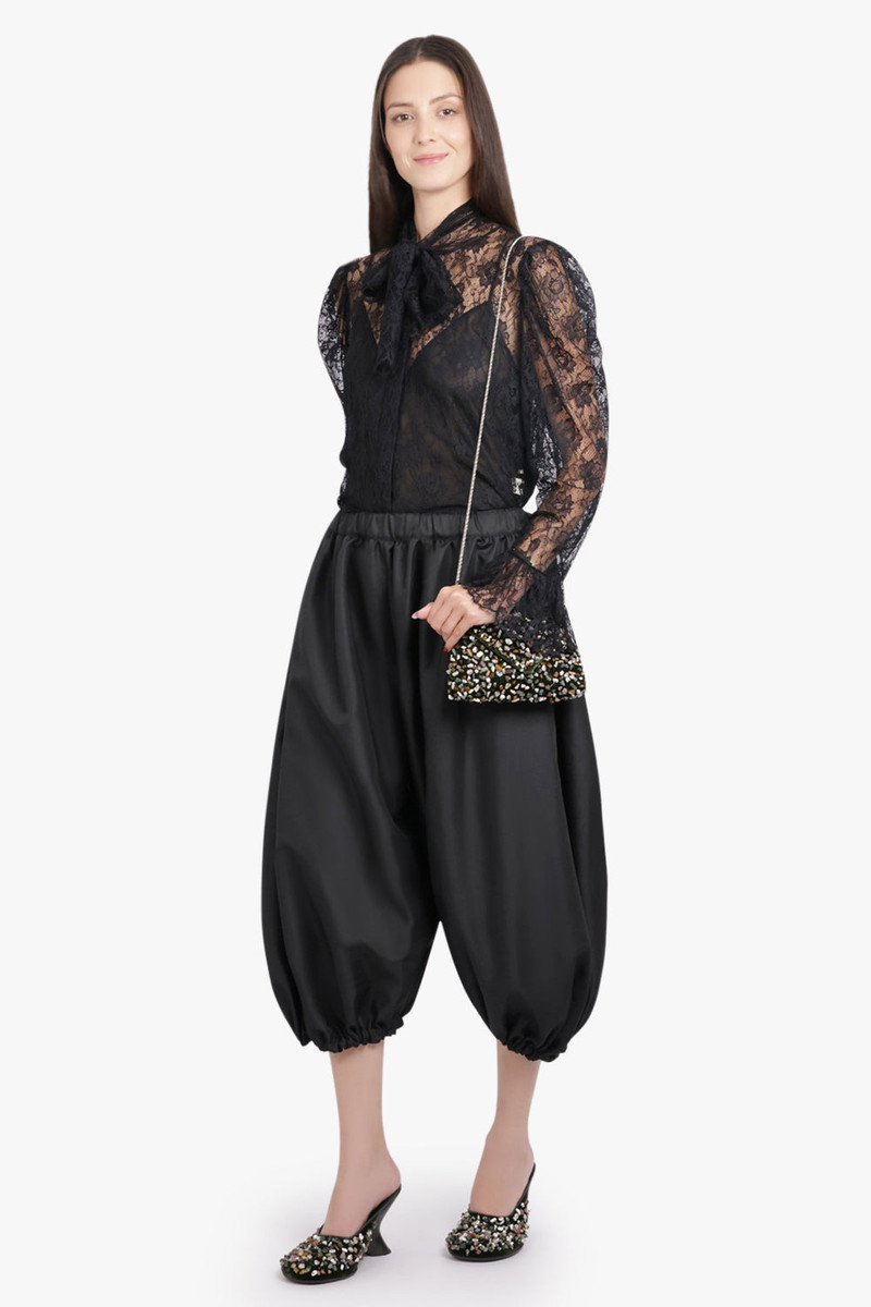 Comme Des Garçons ELASTIC GATHERED WAIST BALLOON PANT WITH CUFF | BLACK outlook