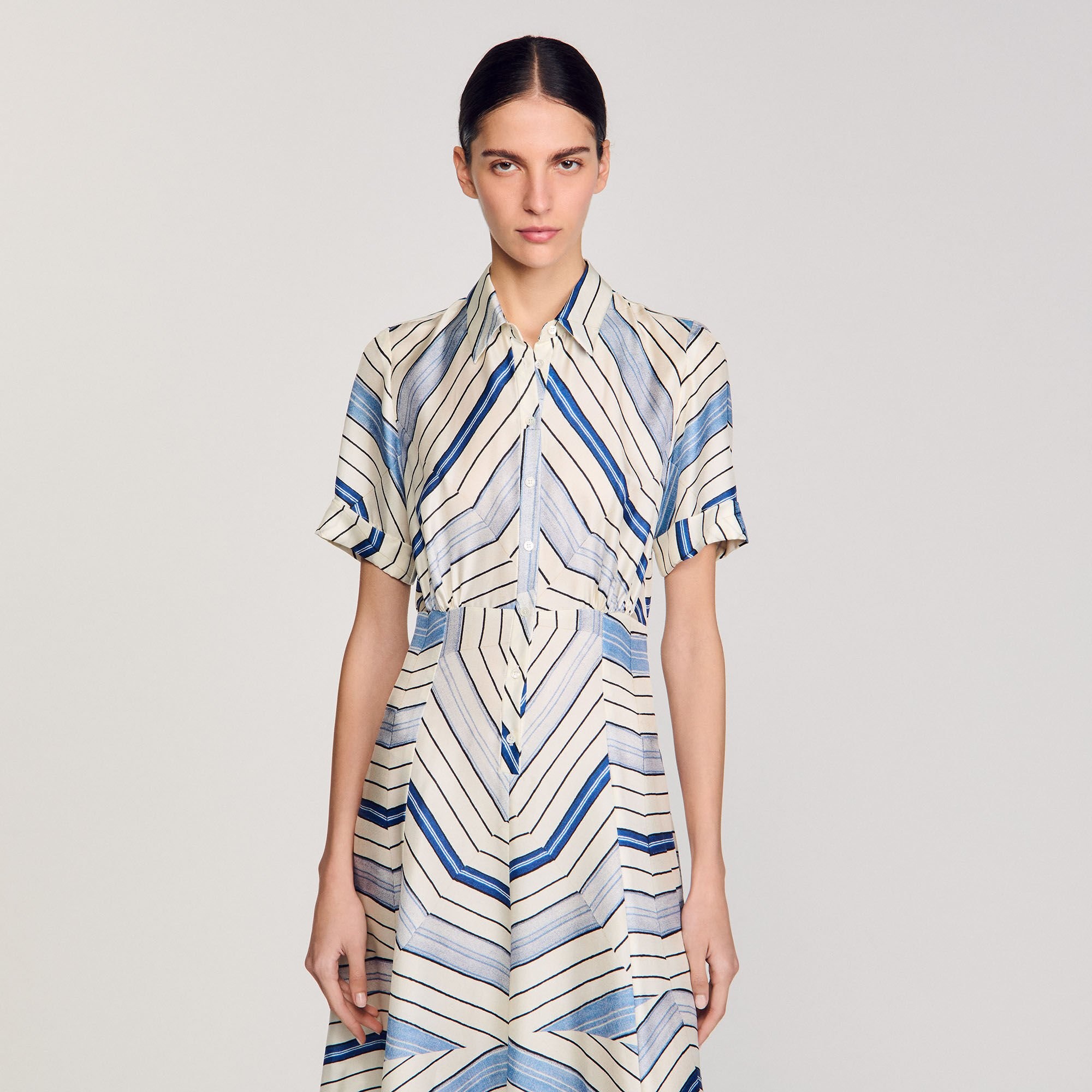 SPIRAL-MOTIF SILK MIDI DRESS - 4
