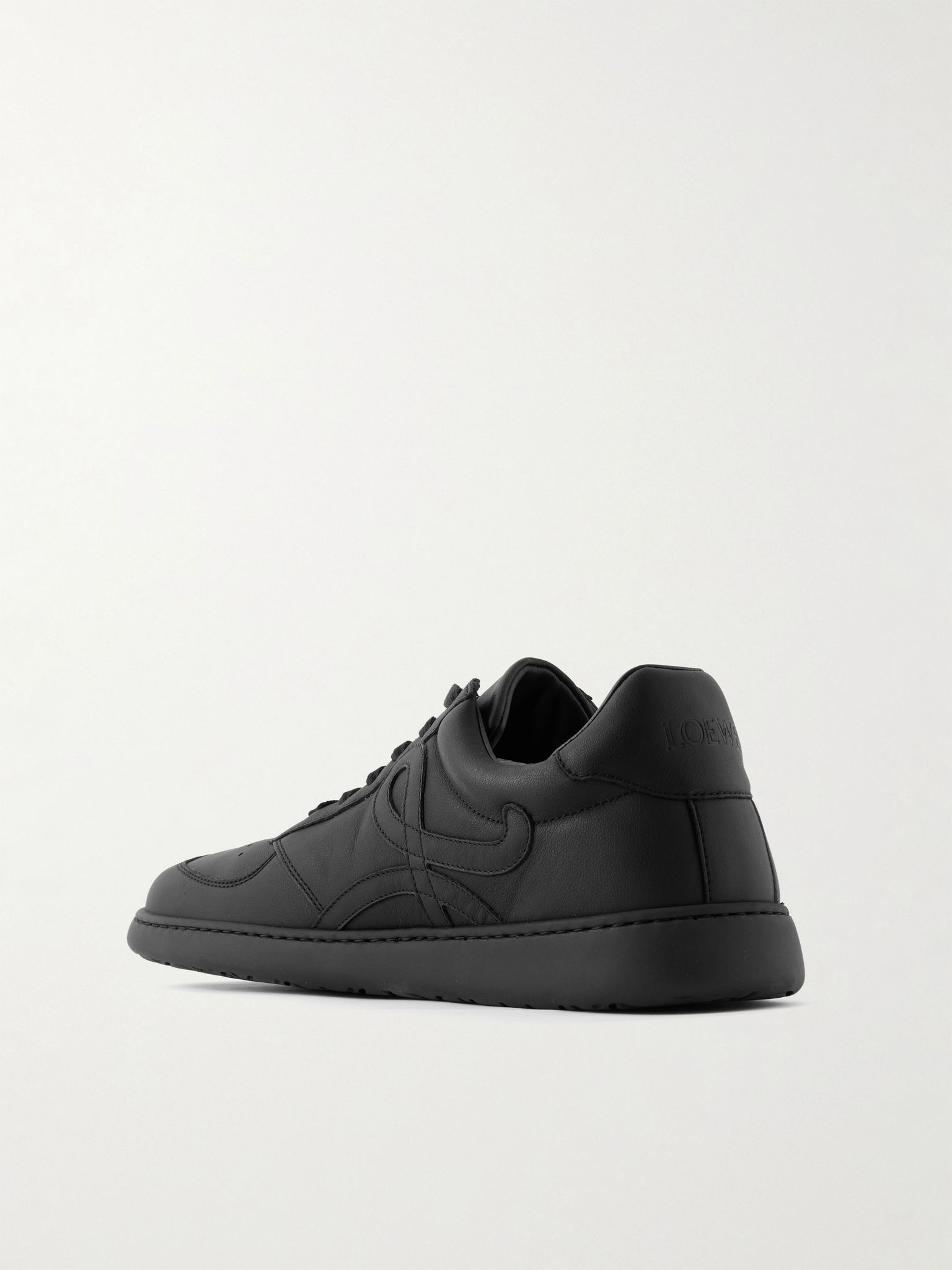 Jambo Logo-Appliquéd Leather Sneakers Black - 4