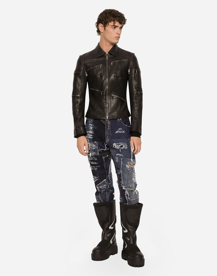 Loose patchwork denim jeans with rips - 2