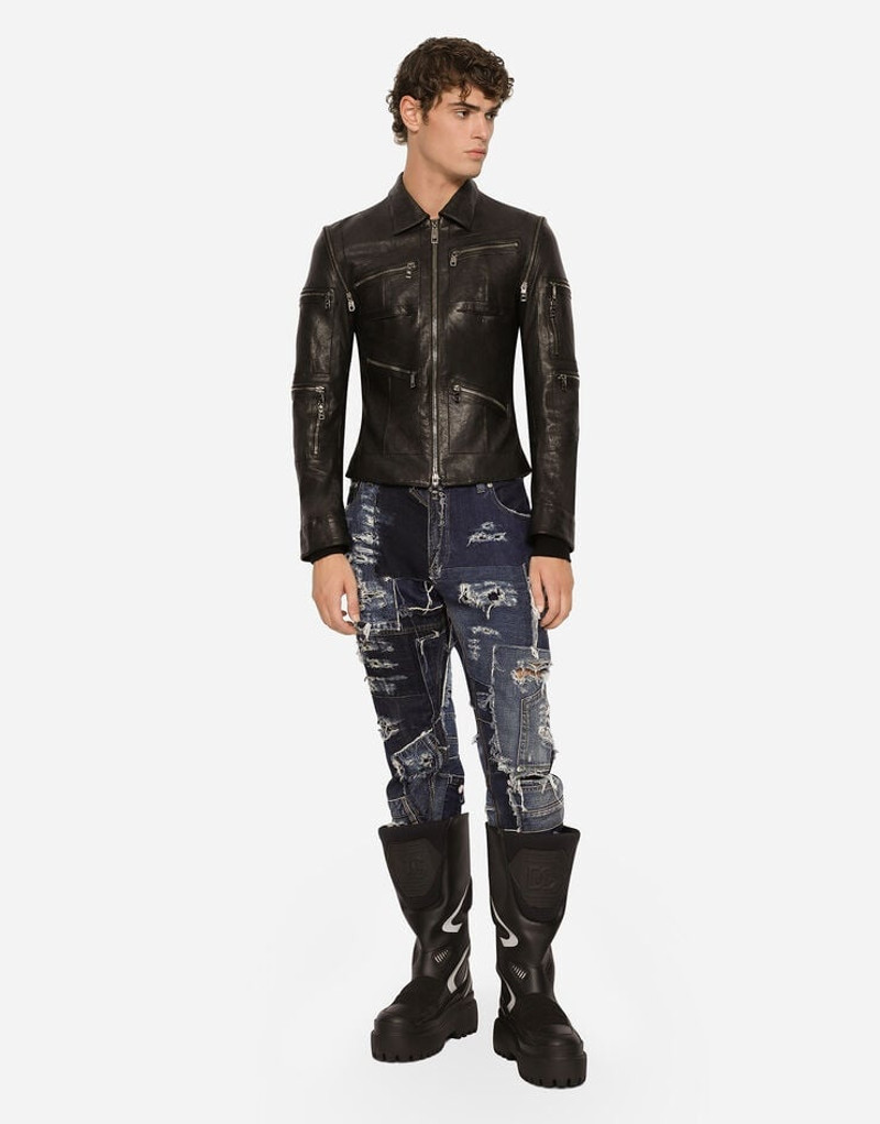 Dolce & Gabbana Loose patchwork denim jeans with rips outlook