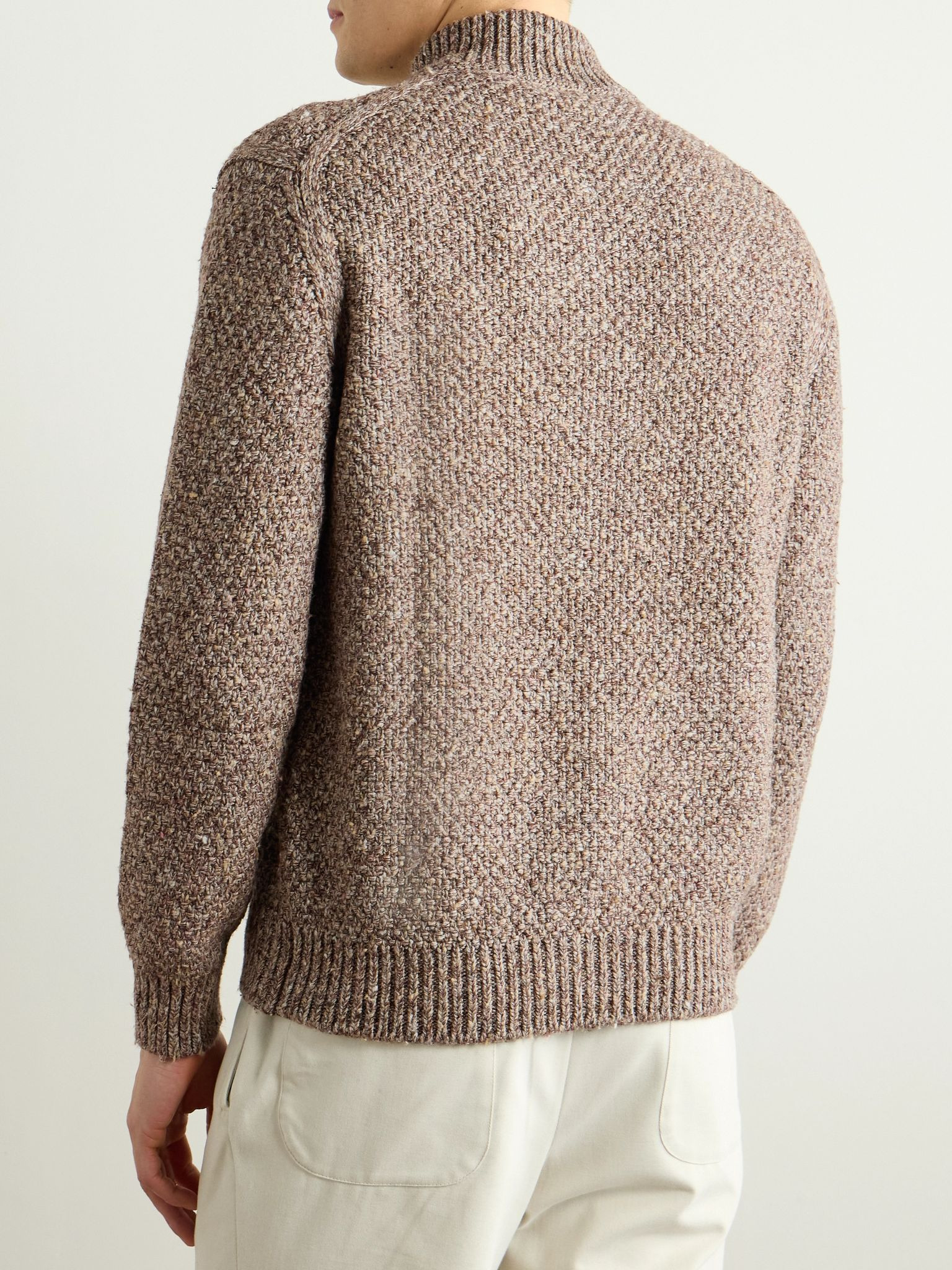 Silk and Cashmere-Blend Zip-Up Cardigan Brown - 3