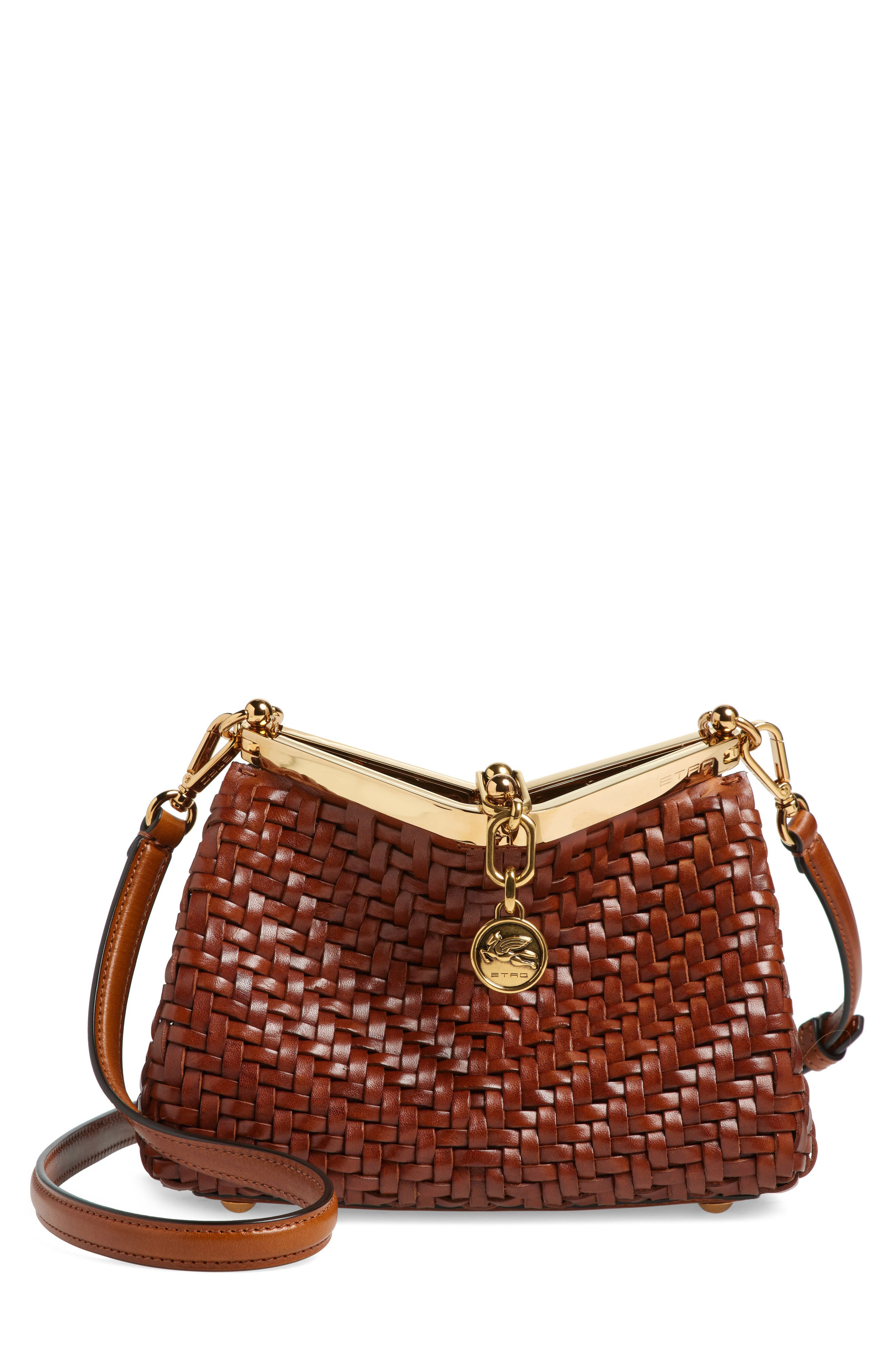 Etro Small Vela Woven Leather Shoulder Bag in M0124 Walnut at Nordstrom - 1