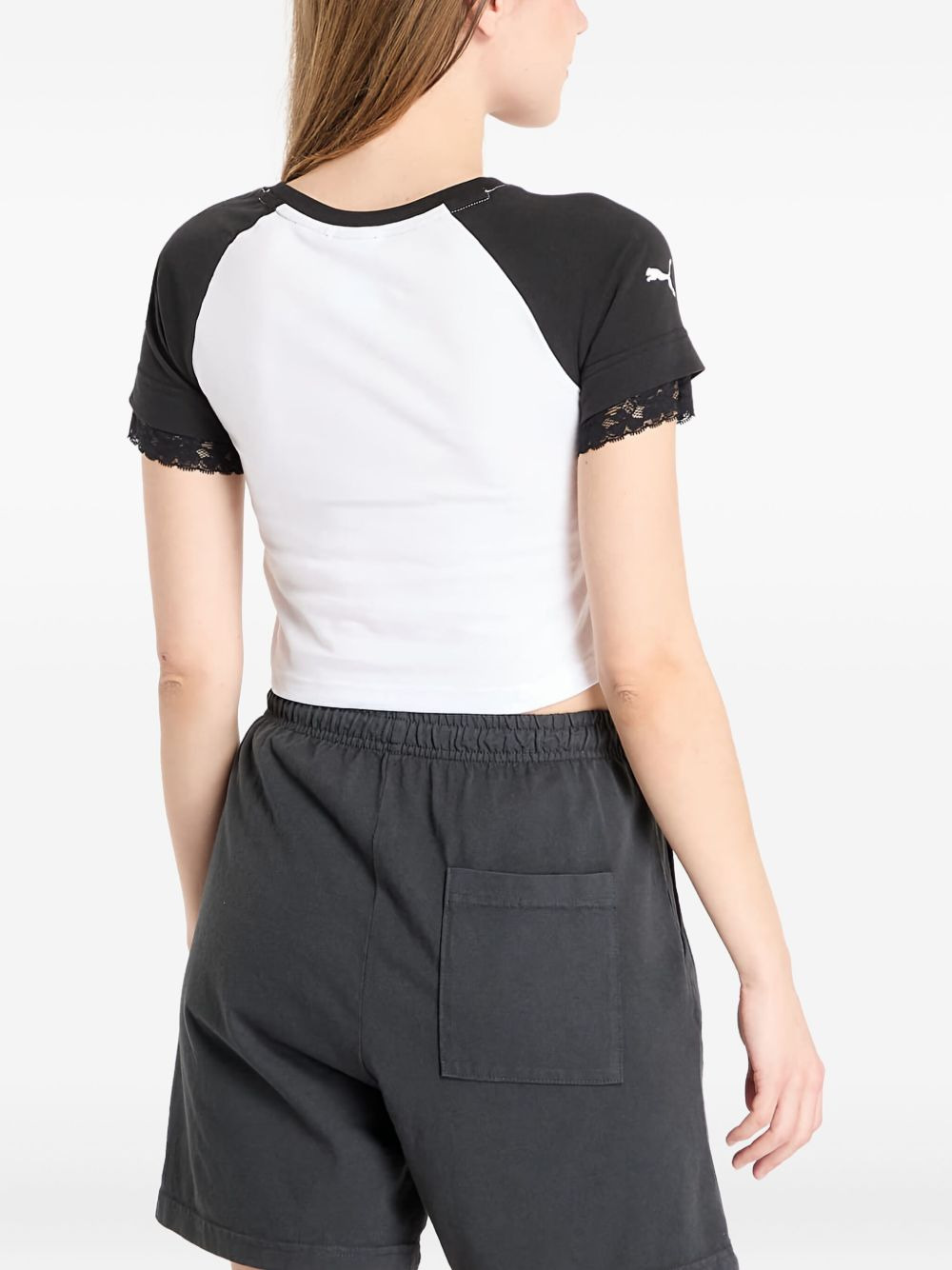 lace-trim graphic-print T-shirt - 5