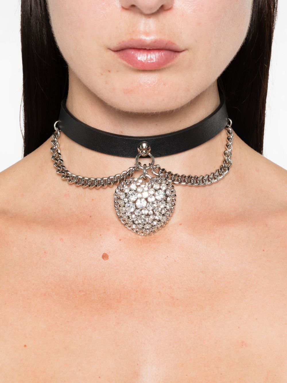 heart-pendant leather necklace - 2