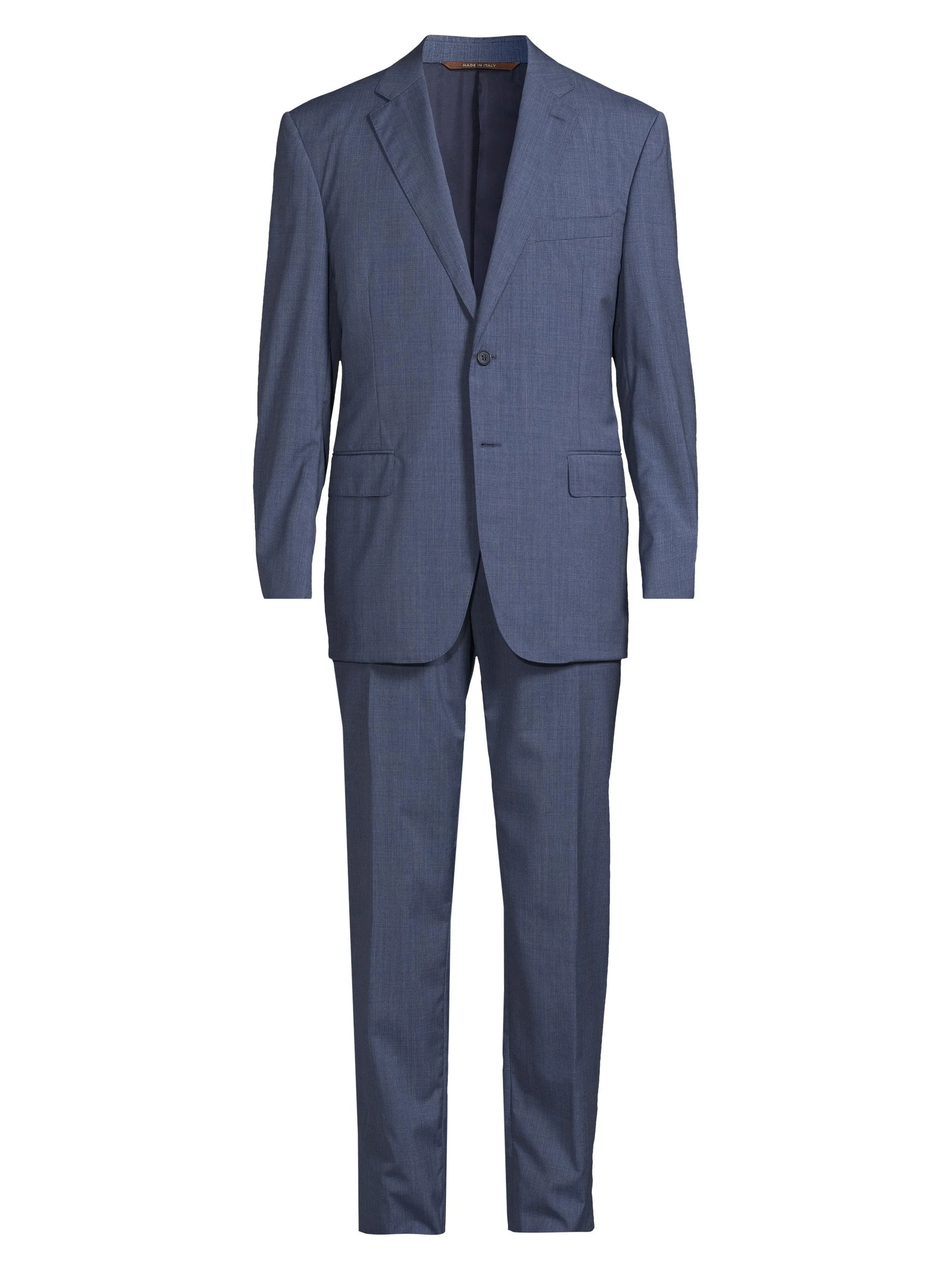 Men's Textured Wool Single-Breasted Suit - Blue - 1